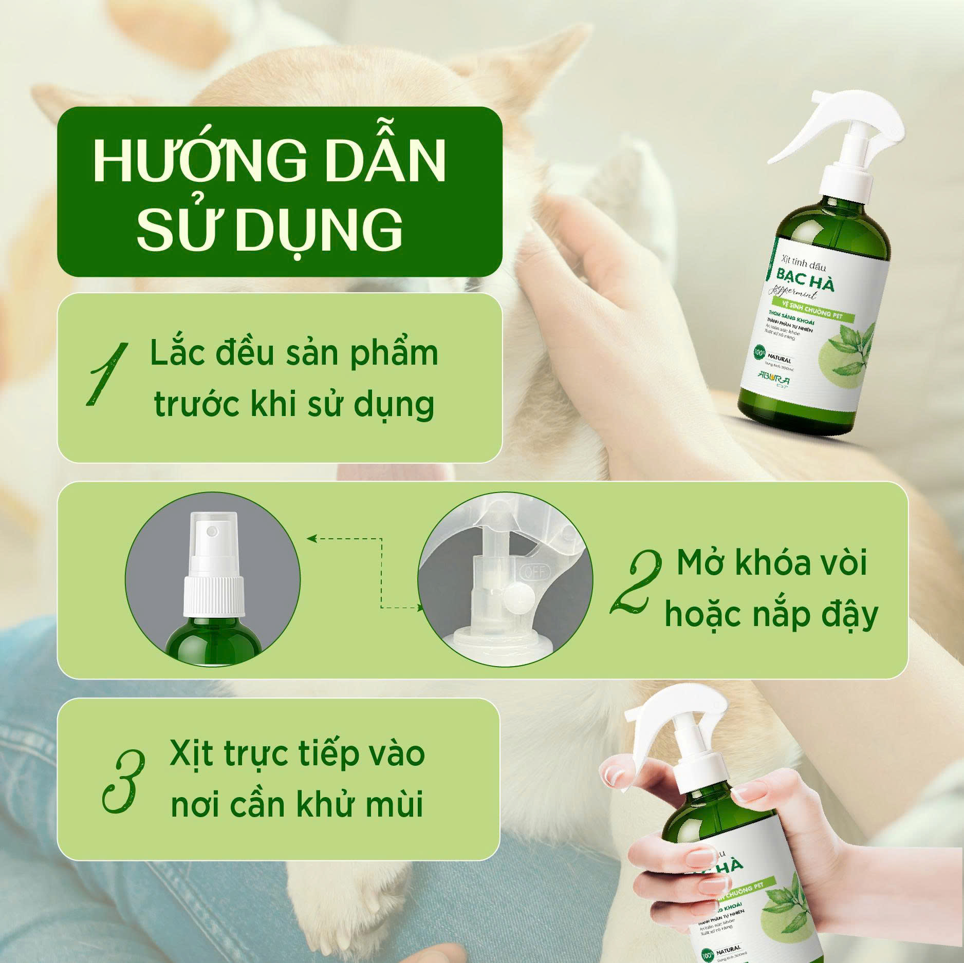 Hướng dẫn sử dụng Tinh Dầu Xịt Khử Mùi Chuồng Pet đúng cách Hướng dẫn sử dụng Tinh Dầu Xịt Khử Mùi Chuồng Pet đúng cách